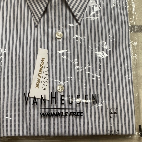 Van Heusen Gray And White Striped Men's Shirt Size Large - Picture 4 of 8
